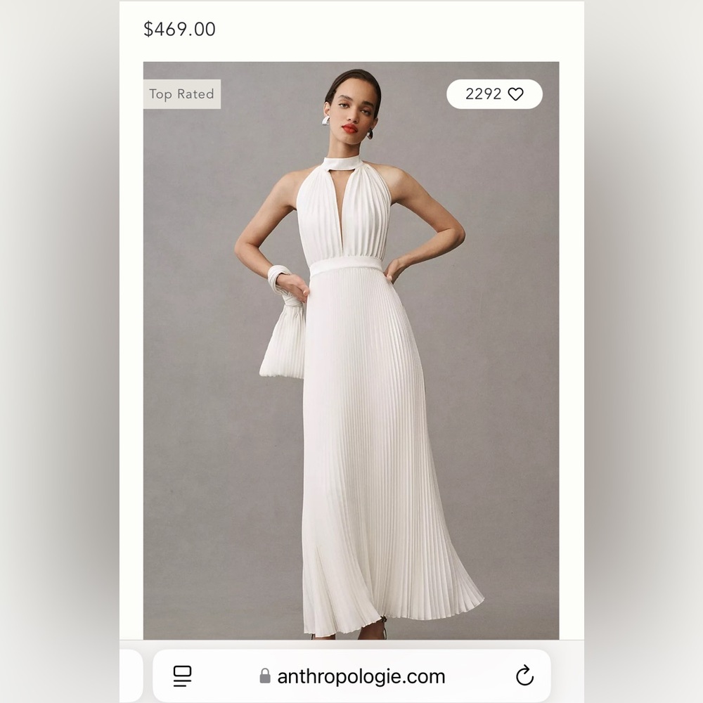 L’IDEE Pleated Chateau Halter Gown White 4 Small Bridal Wedding